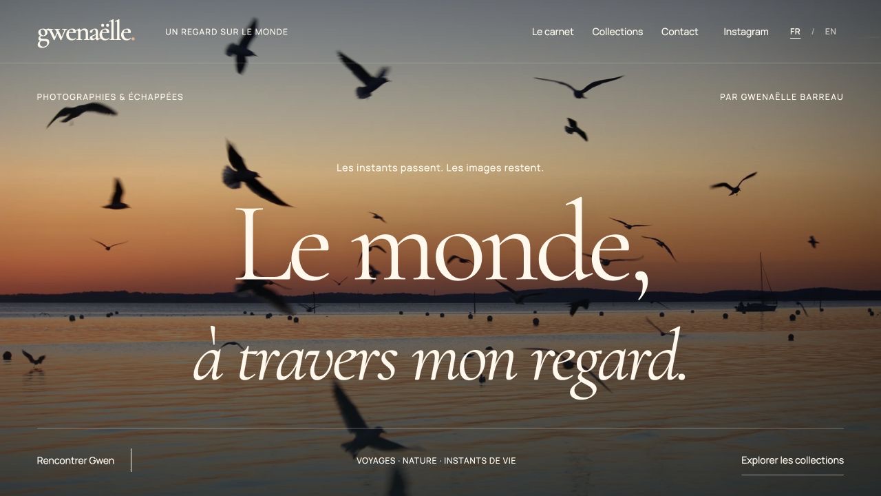 Interface du site Gwenaëlle Photographies